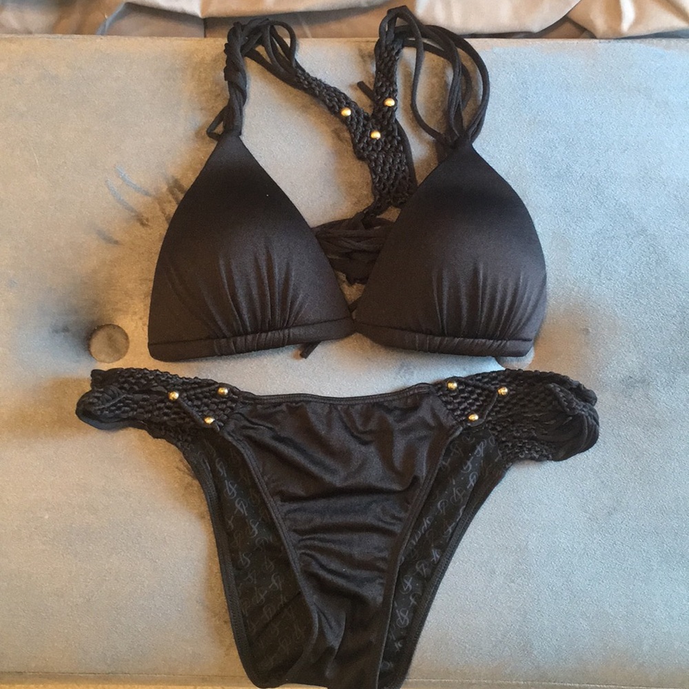 Victoria's Secret Black and Gold Bikini